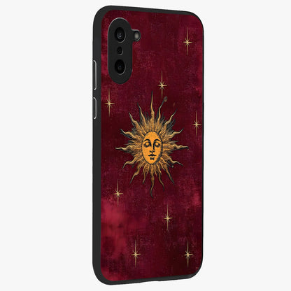 Mystic Solar Glow Glass Case for 1+Nord CE 5 side perspective highlighting luminous detailing and premium edges