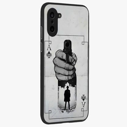 Noir Trigger Fate Glass Case for 1+Nord CE 5 side perspective highlighting strong contrast textures and premium edges