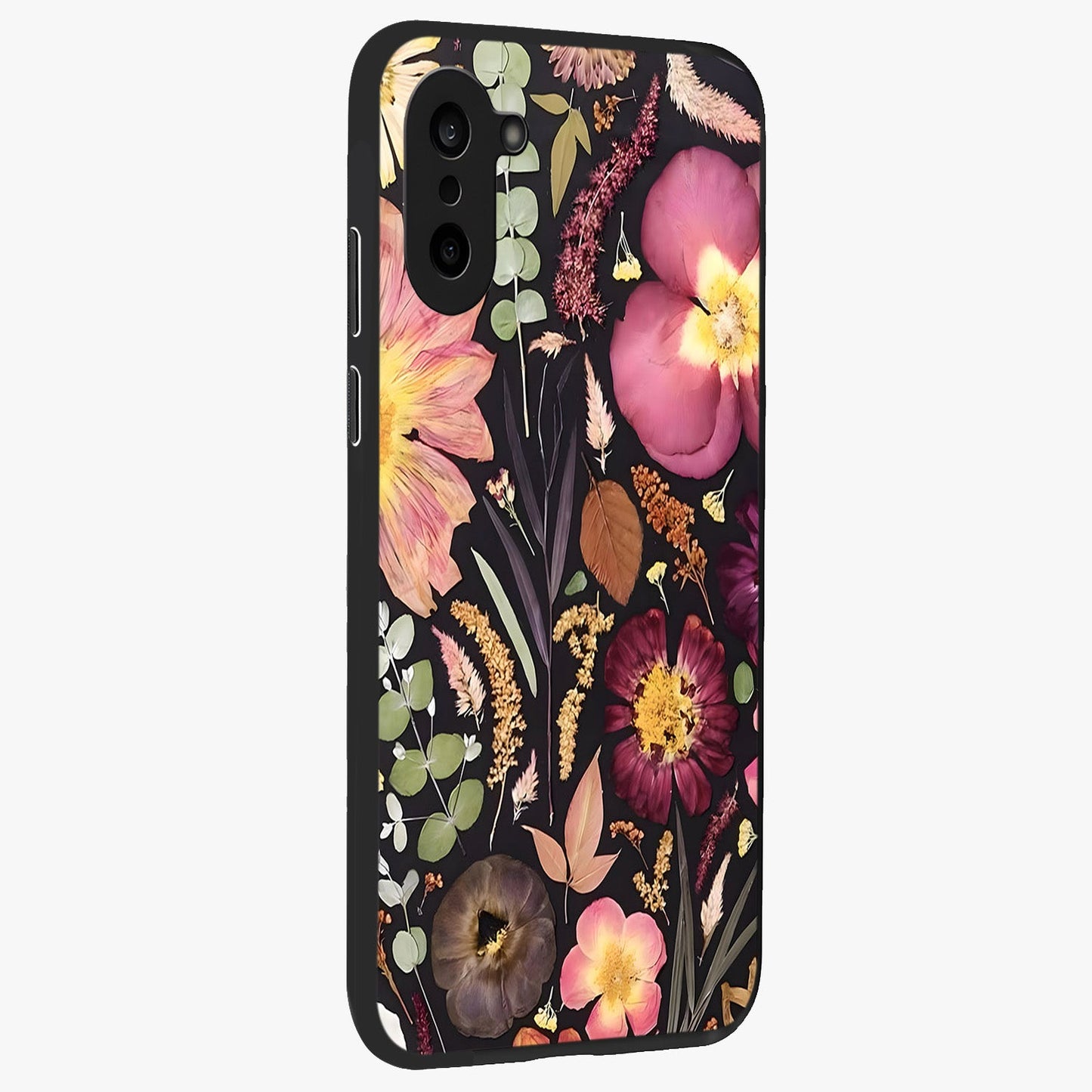 Petal Dream Tapestry Glass Case for 1+Nord CE 5 side perspective highlighting woven floral textures and sleek build