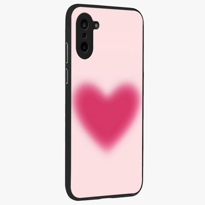 Pink Aura Heart Glass Case for 1+Nord CE 5 side perspective highlighting smooth gradients and premium edges