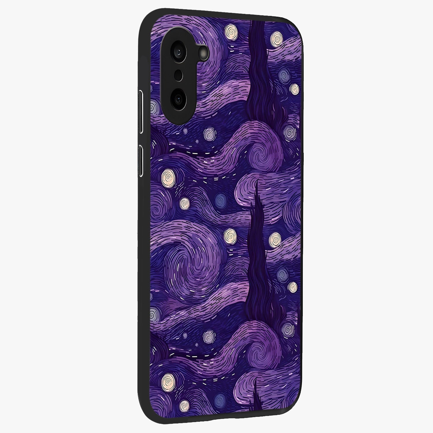 Purple Swirls Glass Case for 1+Nord CE 5 side perspective highlighting fluid textures and sleek premium build