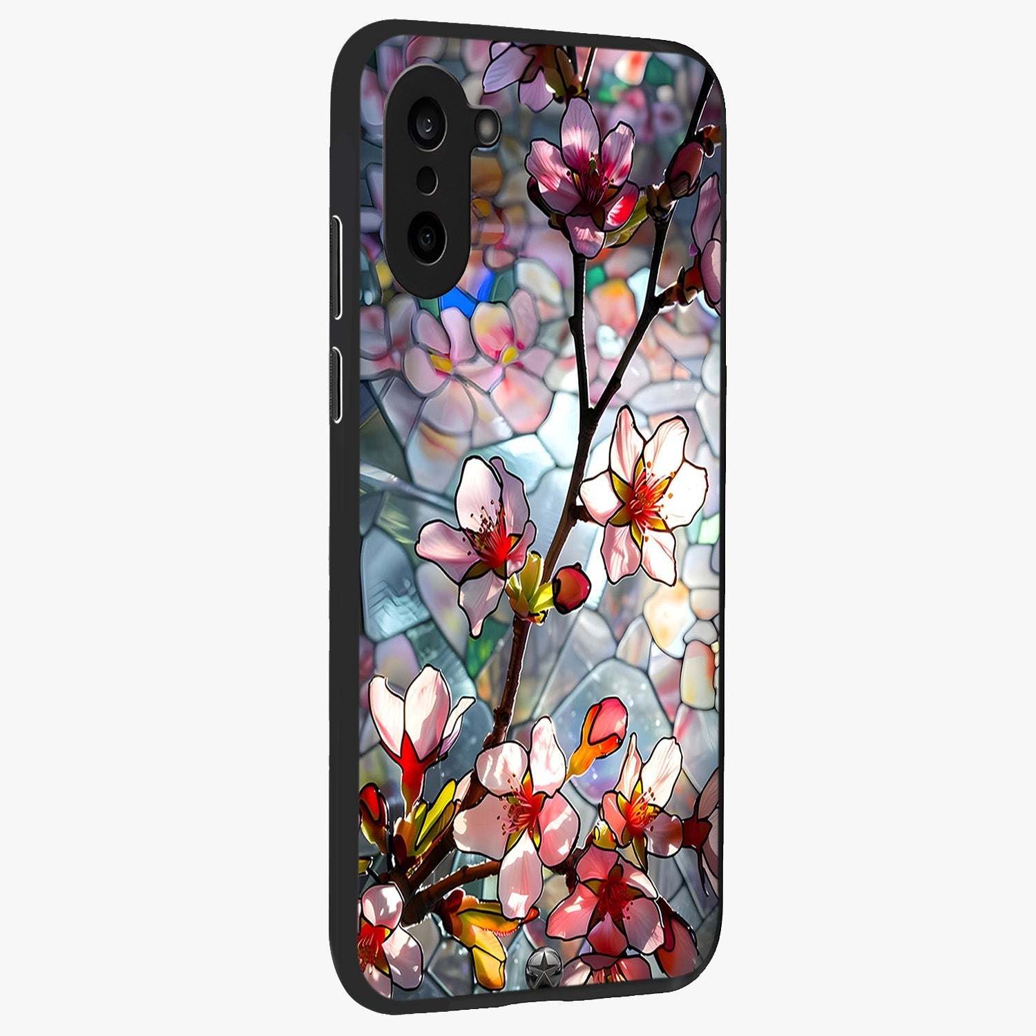 Radiant Bloom Glow Glass Case for 1+Nord Ce 5 side perspective highlighting radiant textures and sleek premium build