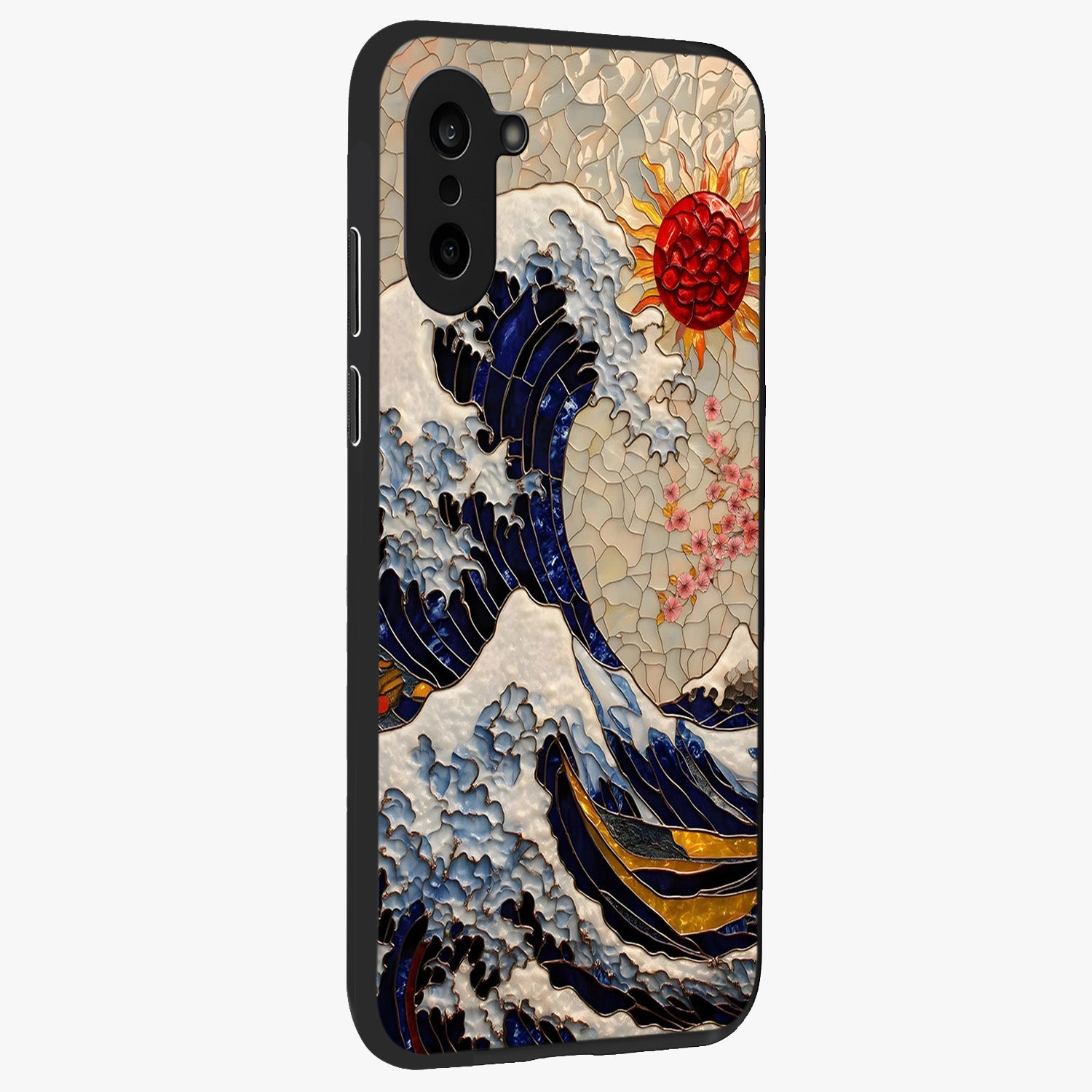 Rising Wave Glory Glass Case for 1+Nord CE 5 side perspective highlighting fluid wave textures and sleek premium build