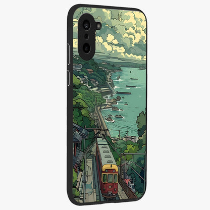 Seaside Train Ride Glass Case for 1+Nord Ce 5 side perspective highlighting detailed scenery textures and premium edges
