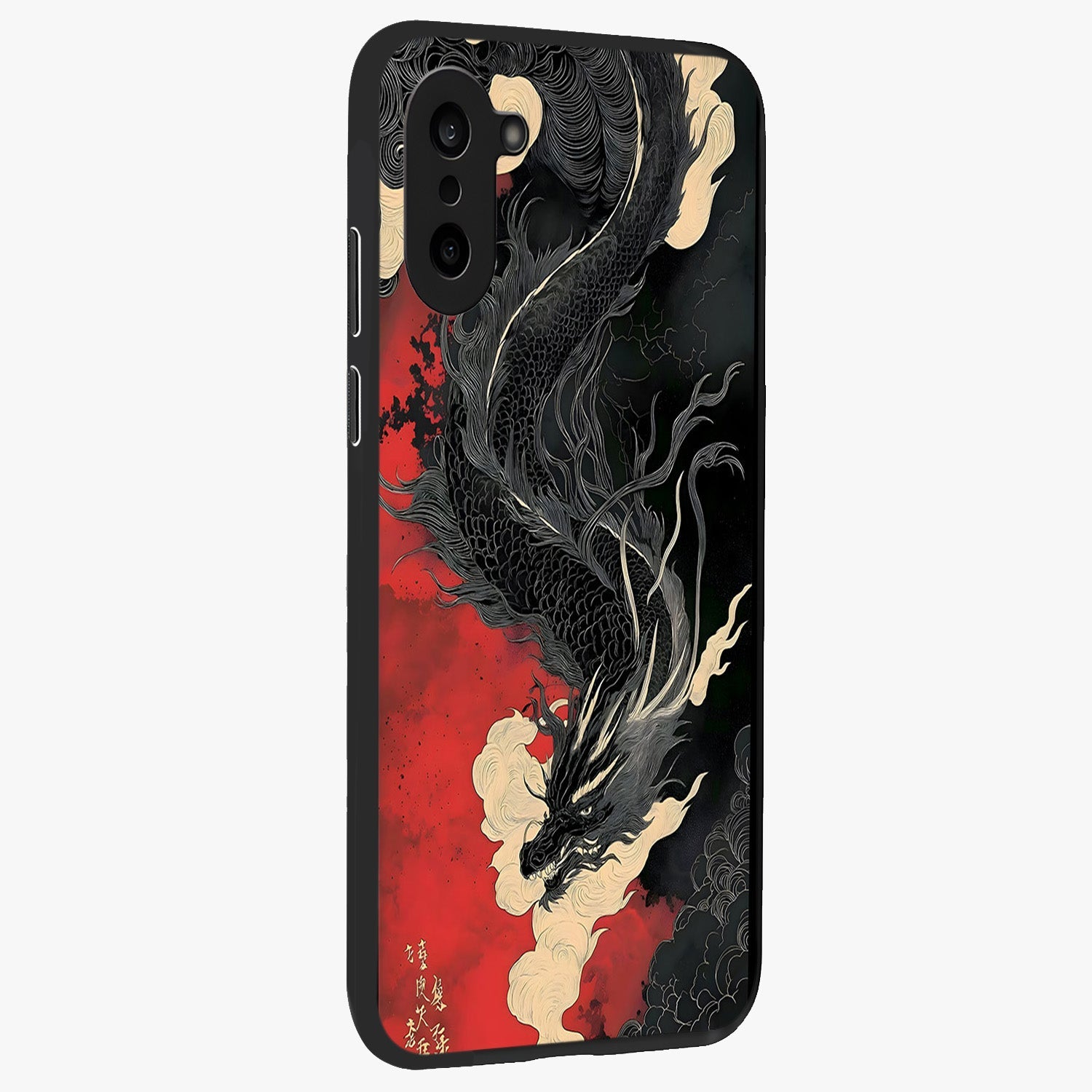 Shadow Dragon Fury Glass Case for 1+Nord Ce 5 side perspective highlighting sharp dragon textures and sleek premium build