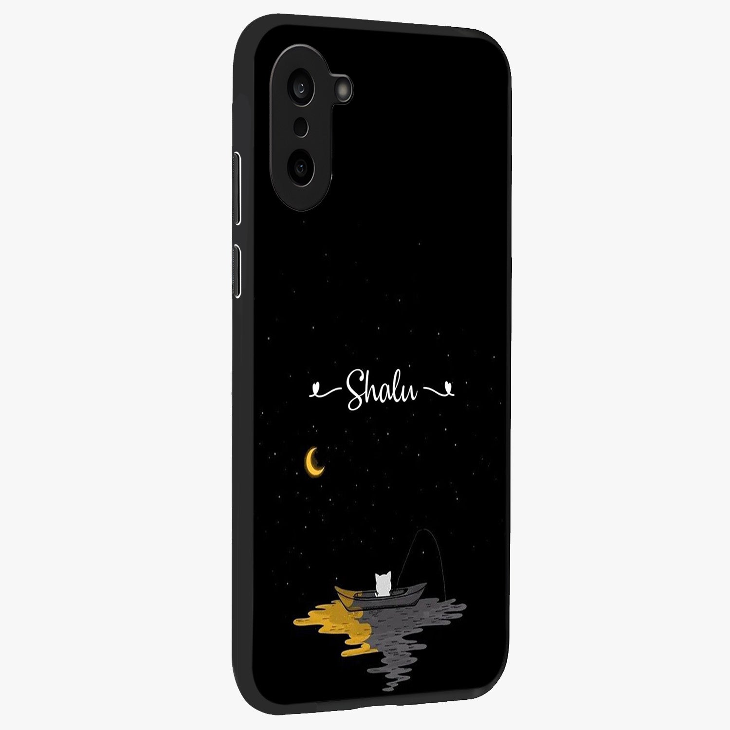 Silent Night Row Glass Case for 1+Nord Ce 5 side perspective highlighting moody textures and premium edges