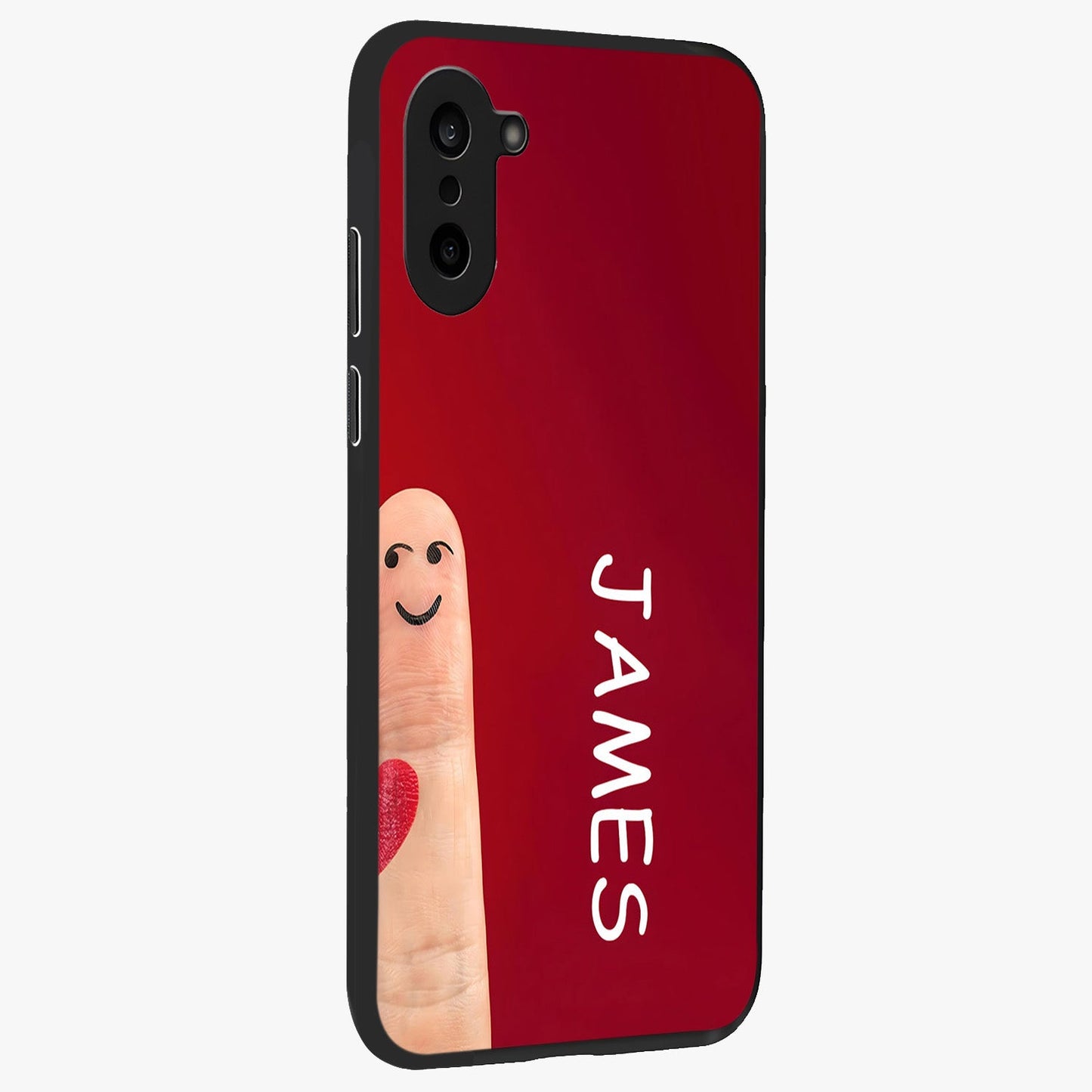 Smiling Heart Bond Glass Case for 1+Nord Ce 5 side perspective highlighting charming textures and smooth build