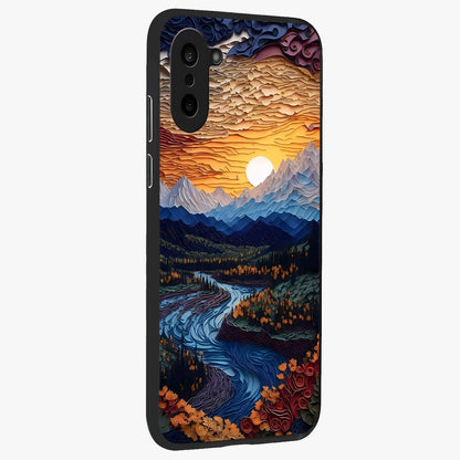 Sunrise River Dreams Glass Case for 1+Nord CE 5 side perspective highlighting serene water textures and smooth build