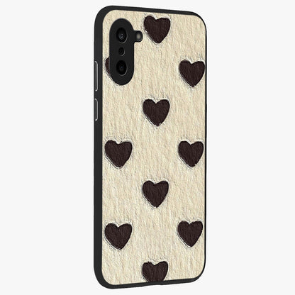 Textured Love Pattern Glass Case for 1+Nord CE 5 side perspective highlighting soft textures and smooth premium build