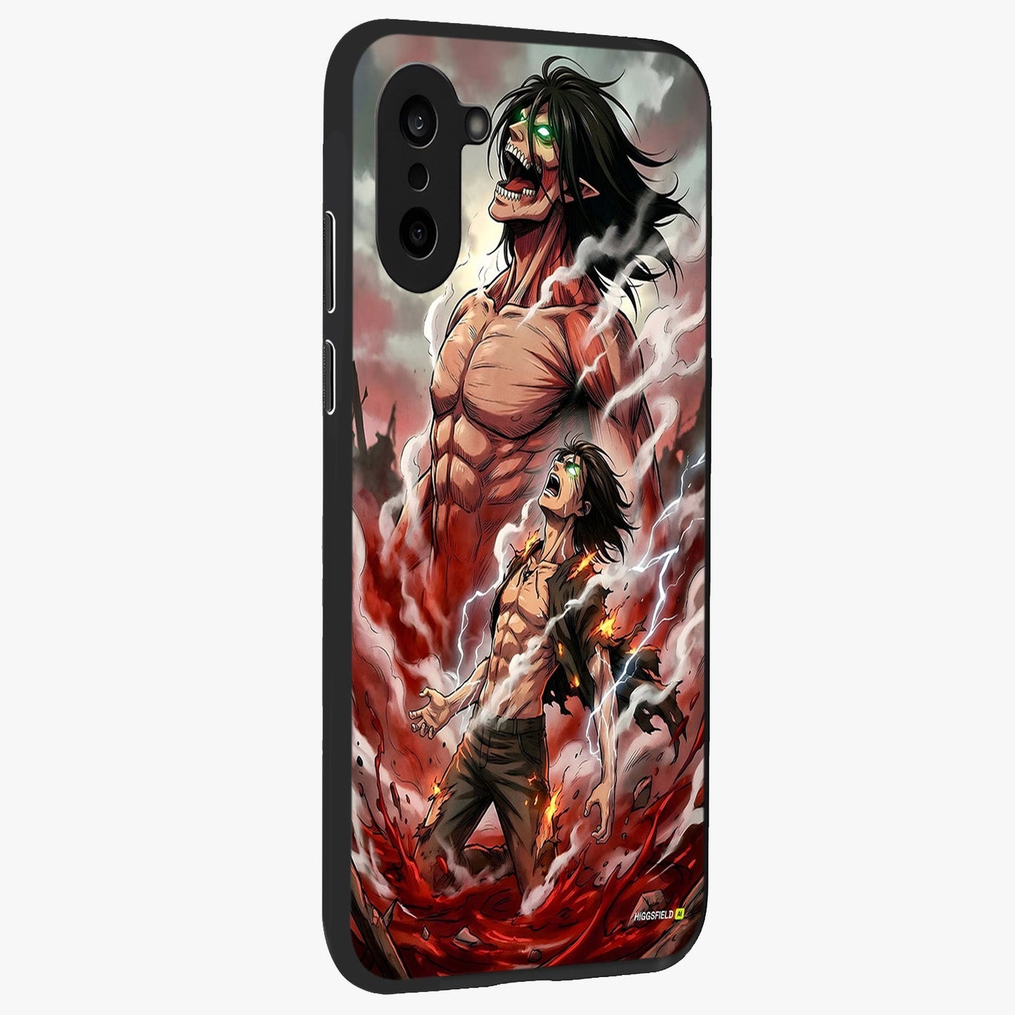 Titan Awakening Fury Glass Case for 1+Nord CE 5 side perspective highlighting bold textures and premium edge finish