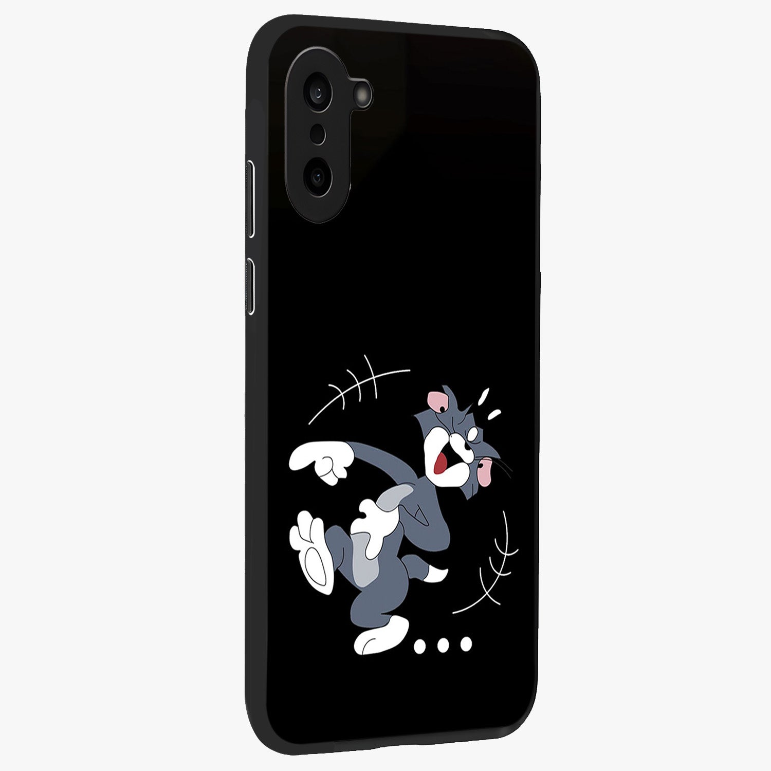 Tom in Trouble Glass Case for 1+Nord Ce 5 side perspective highlighting expressive illustration textures and smooth build