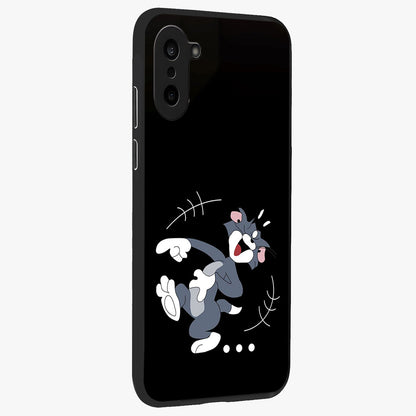 Tom in Trouble Glass Case for 1+Nord Ce 5 side perspective highlighting expressive illustration textures and smooth build