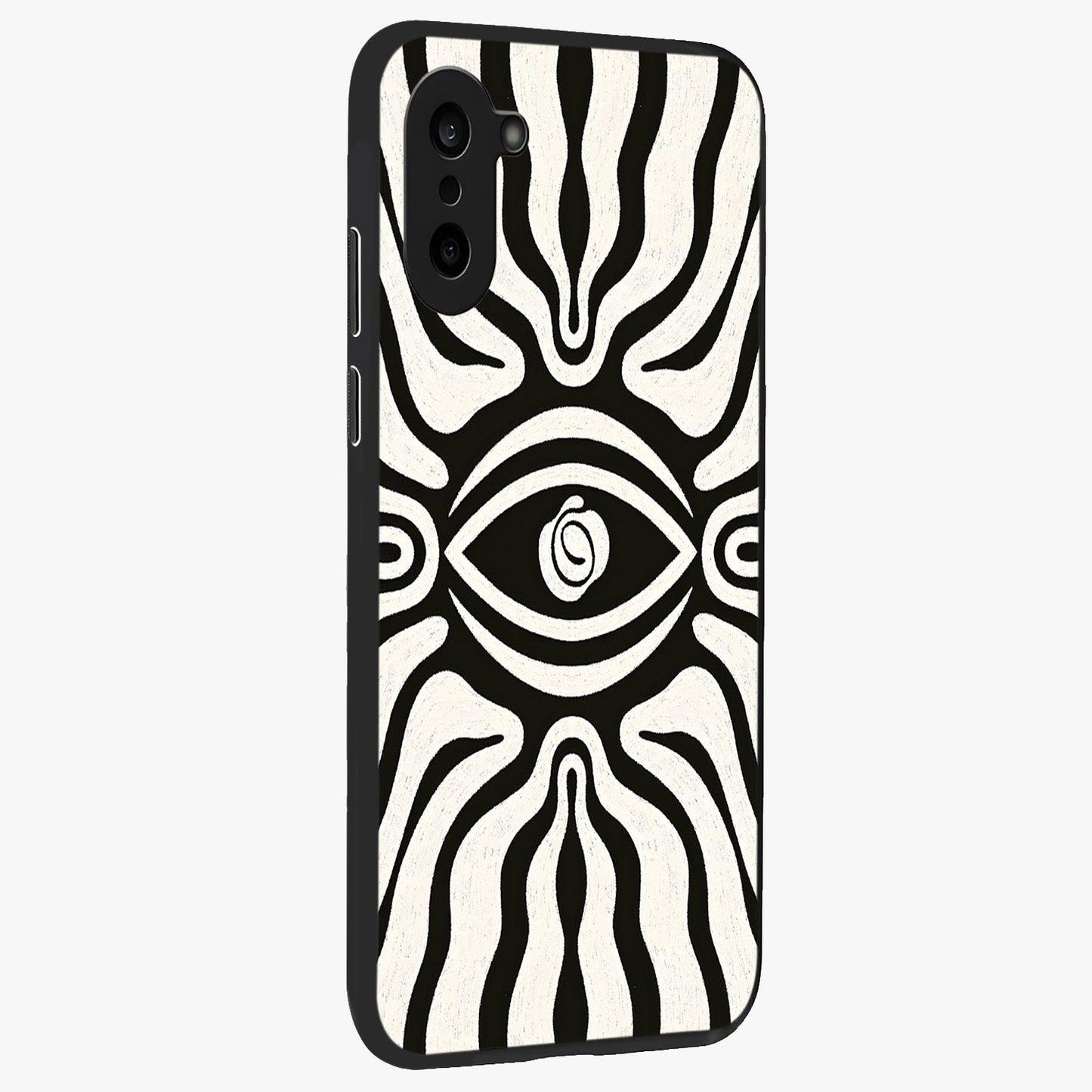 Trancewave Illusion Art Glass Case for 1+Nord CE 5 side perspective highlighting dynamic wave textures and premium edges