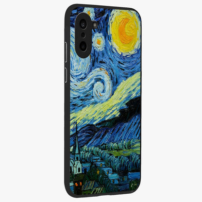 Van Gogh Art Glass Case for 1+Nord CE 5 side perspective highlighting vibrant artistic detailing and smooth premium build