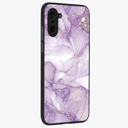 White and Purple Marble Glass Case for 1+Nord CE 5 side perspective highlighting smooth marble textures and premium edges