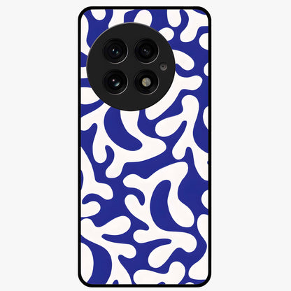 Abstract Coral Waves Glass Case for 1+13 front view featuring flowing ocean inspired coral wave artwork