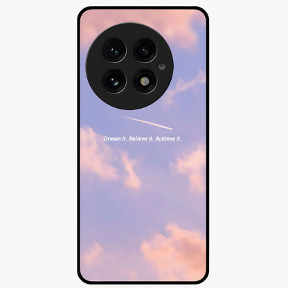 Aesthetic Clouds Dream Glass Case for 1+13 soft front view featuring dreamy pastel cloud artwork