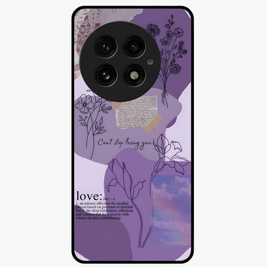 Aesthetic Love With Flower Glass Case for 1+13 romantic front view featuring floral love themed artwork
