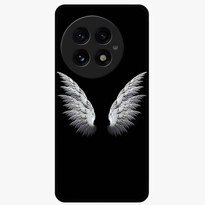 Angel Wing Grace Glass Case for 1+13 elegant front view featuring soft angel wing artwork