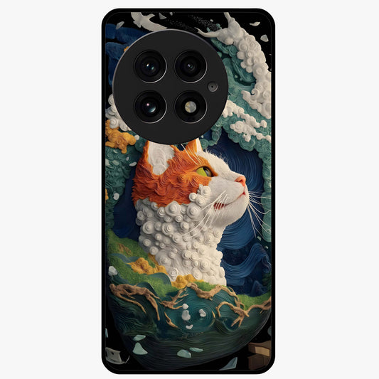 Aurora Cat Dreams Glass Case for 1+13 dreamy front view featuring glowing cat artwork with aurora tones