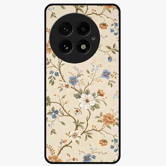Beige Vintage Flower Glass Case for 1+13 soft front view featuring classic beige floral artwork