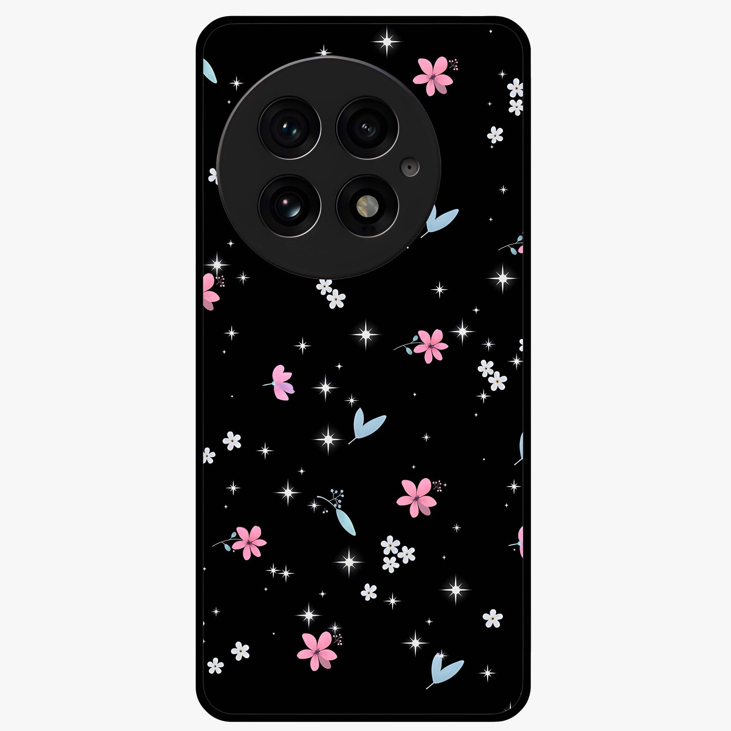 Black Aesthetic Wallpapers Glass Case for 1+13 bold front view featuring dark minimalist aesthetic artwork