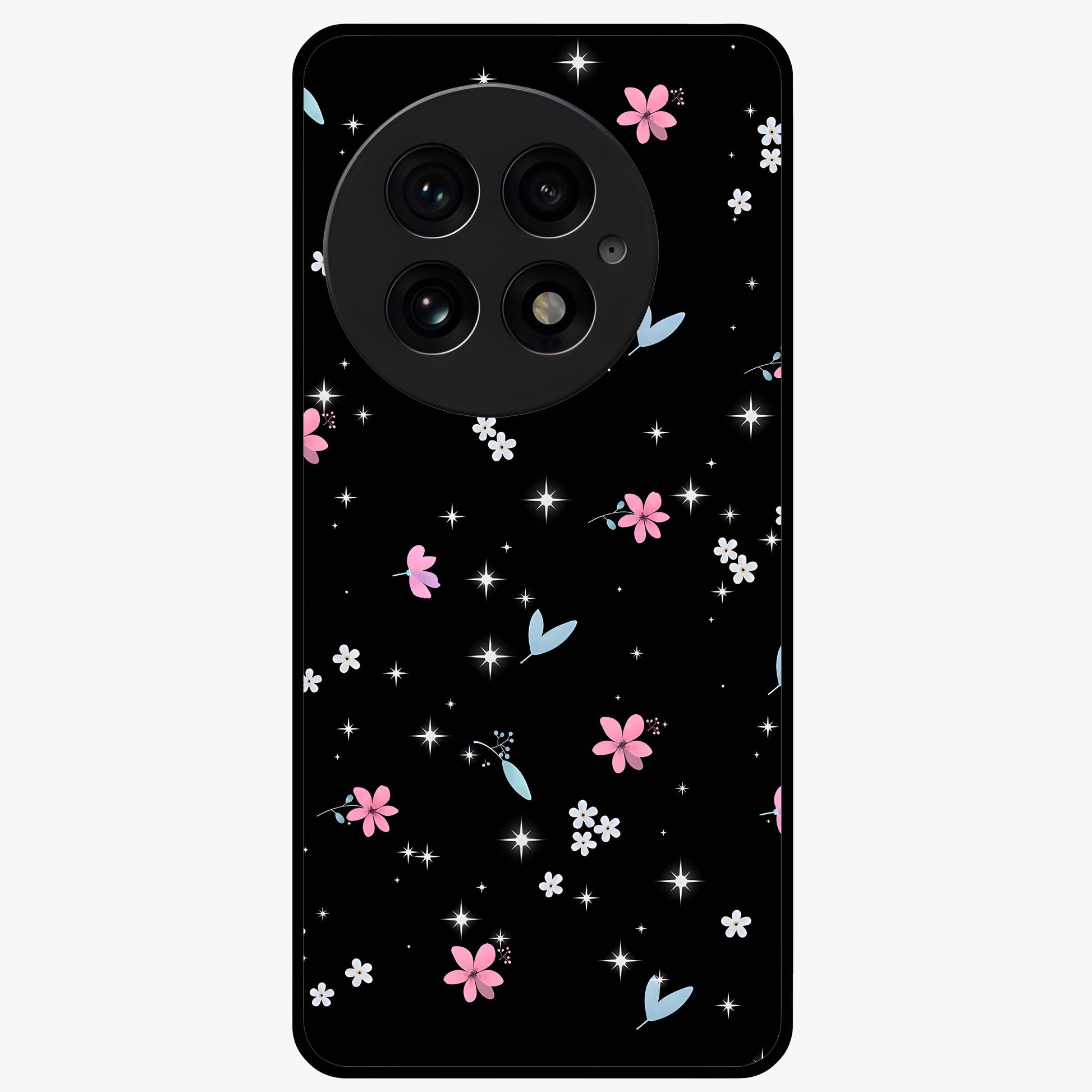 Black Aesthetic Wallpapers Glass Case for 1+13 bold front view featuring dark minimalist aesthetic artwork