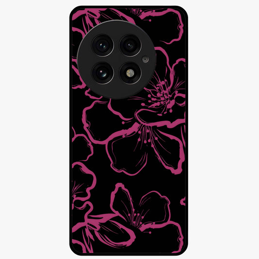 Black Violet Sketch Garden Glass Case for 1+13 artistic front view featuring violet floral sketch artwork