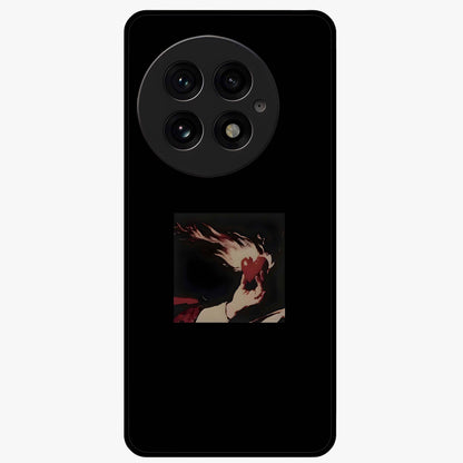 Blazing Heart Faith Glass Case for 1+13 showing full back design in clean flat view with fiery heart artwork and glossy glass finish.