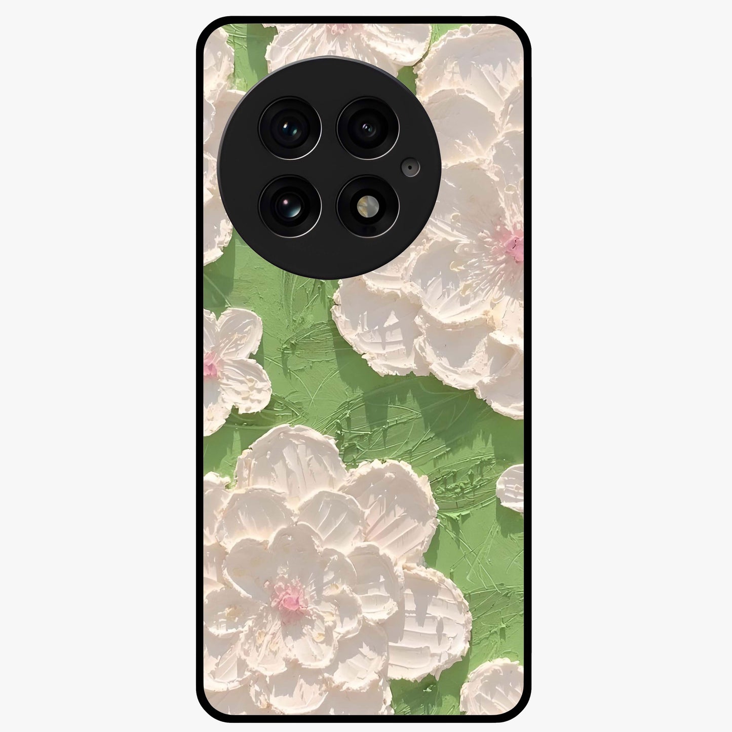 Blossom Meadow Dreams Glass Case for 1+13 dreamy front view featuring soft meadow floral artwork
