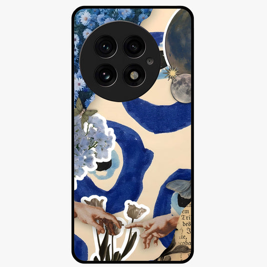 Blue Evil Divine Glass Case for 1+13 bold front view featuring vibrant evil eye artwork with divine aesthetic tones
