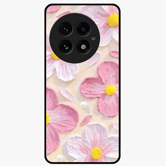 Blush Bloom Texture Glass Case for 1+13 artistic front view featuring textured floral blush artwork