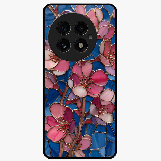 Blush Bloom Glass Case for 1+13 soft front view featuring pastel blush floral artwork