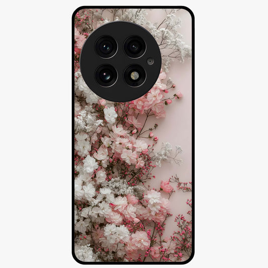 Blush Blossom Cloud Glass Case for 1+13 dreamy front view featuring soft blossom artwork with cloud inspired tones
