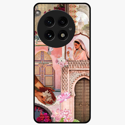 Blush Heritage Dream Glass Case for 1+13 elegant front view featuring heritage inspired floral artwork