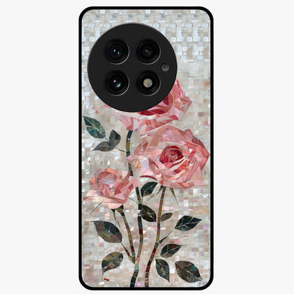 Blush Luxe Bloom Glass Case for 1+13 luxurious front view featuring refined blush floral artwork