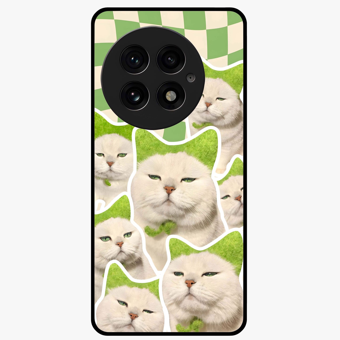 Cats Ethereal Bloom Glass Case for 1+13 artistic front view featuring cat illustration with soft floral bloom accents