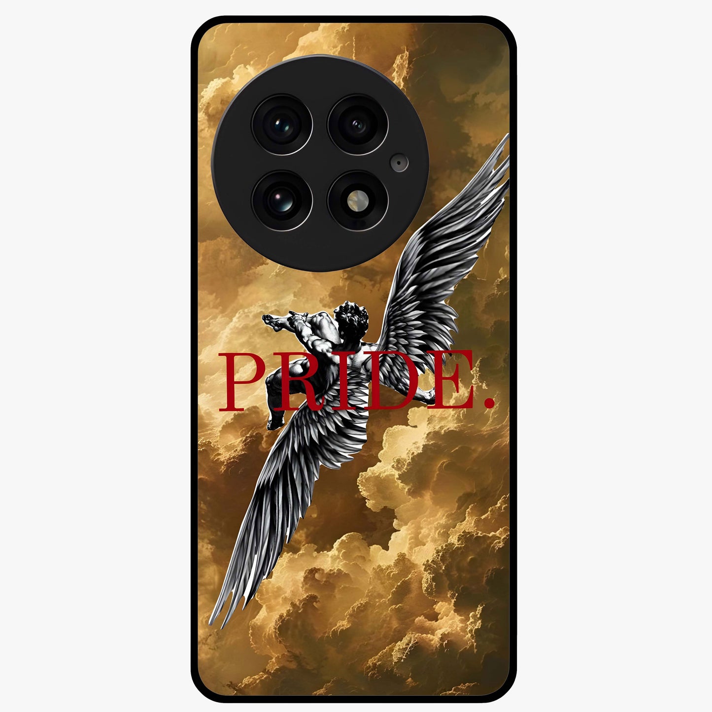 Celestial Fallen Pride Glass Case for 1+13 bold front view featuring dramatic cosmic artwork with dark celestial tones