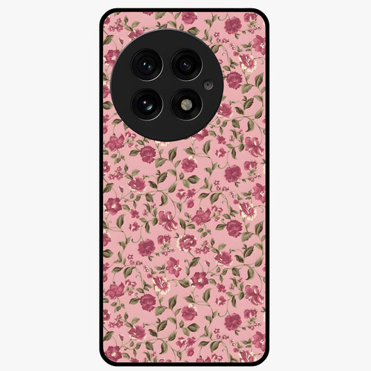 Charming Pink Floral Glass Case for 1+13 soft front view featuring delicate pink floral artwork