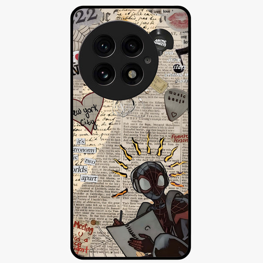 City Dream Sketch Glass Case for 1+13 showing full back design in clean flat view with artistic city sketch artwork and glossy glass finish.