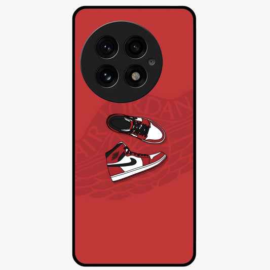 Classic Sneaker Float Glass Case for 1+13 showing full back design in clean flat view with floating sneaker artwork and glossy glass finish.