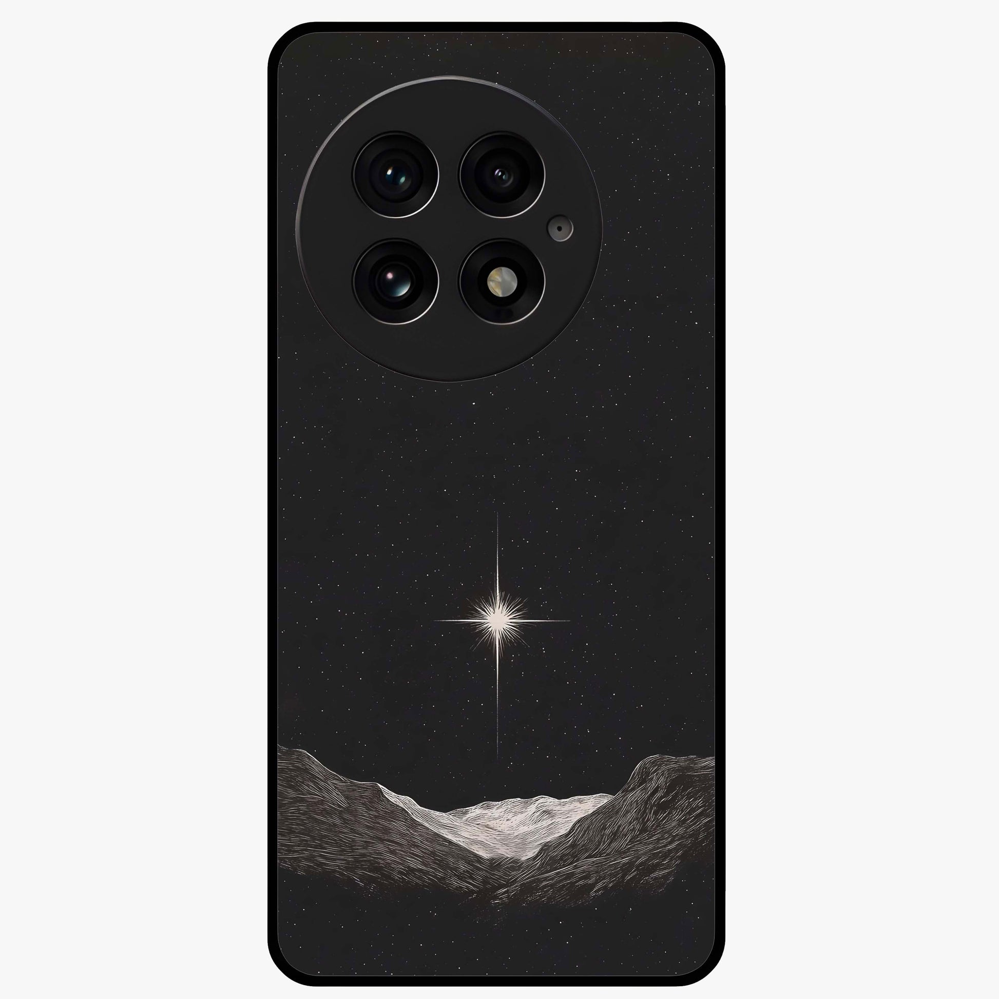 Cosmic Dream Night Glass Case for 1+13 dreamy front view featuring deep night sky artwork with glowing stars