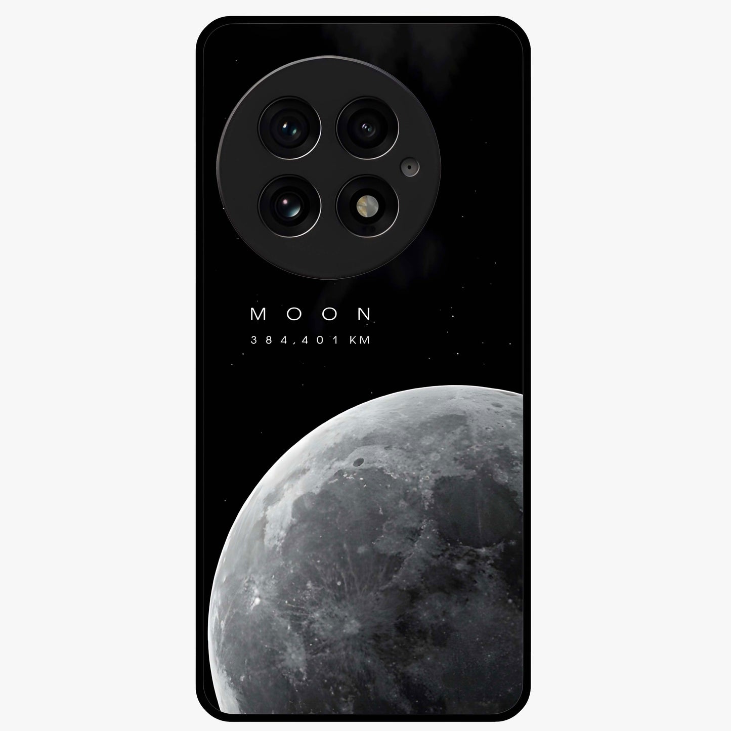 Cosmic Moon Glow Glass Case for 1+13 serene front view featuring glowing moon artwork with celestial tones