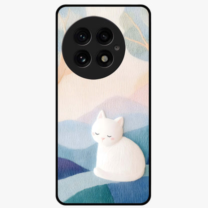 Cotton Dream Cat Glass Case for 1+13 soft front view featuring dreamy cat artwork in pastel tones
