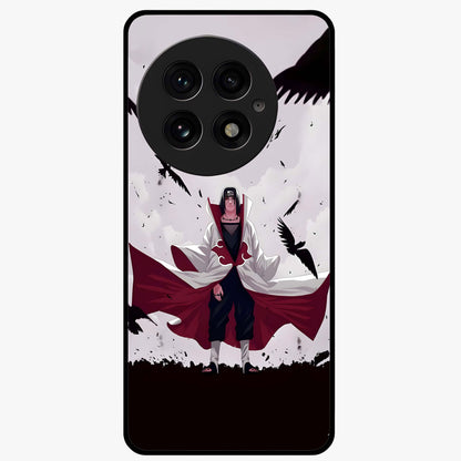 Crimson Crow Ascension Glass Case for 1+13 powerful front view featuring crow artwork with dark crimson background