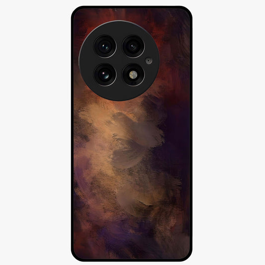 Crimson Dusk Whirl Glass Case for 1+13 dramatic front view featuring swirling dusk inspired crimson artwork