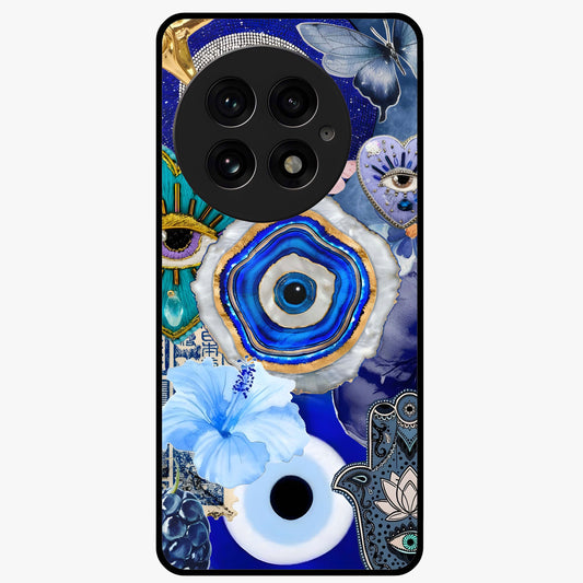 Crimson Evil Eye Charm Glass Case for 1+13 bold front view featuring protective evil eye artwork in deep red tones