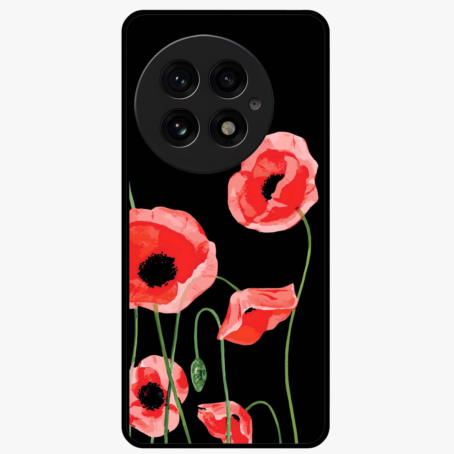 Crimson Garden Dream Glass Case for 1+13 romantic front view featuring rich red floral garden artwork