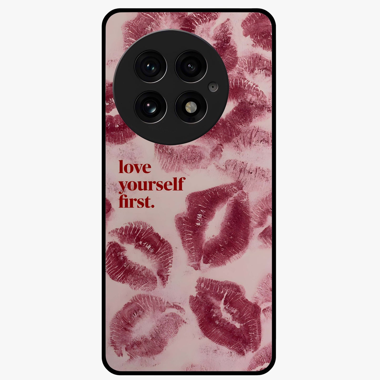 Crimson Kiss Love Glass Case for 1+13 romantic front view featuring bold crimson love inspired artwork