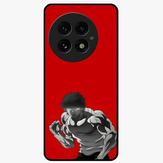 Crimson Power Rush Glass Case for 1+13 bold front view featuring dynamic red abstract motion artwork